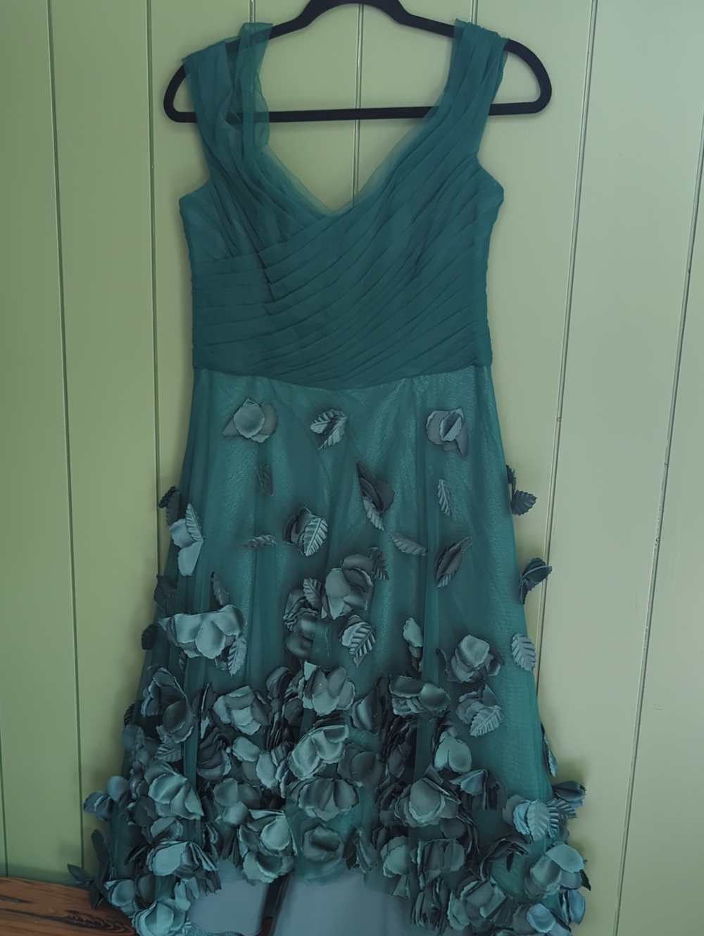 Marchesa Notte Teal Green Evening Dress